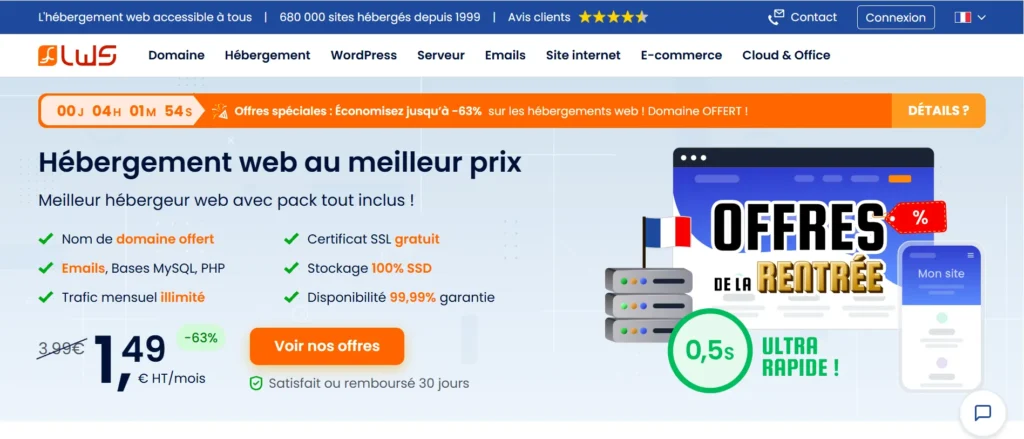 Avis LWS hébergeur français - Logo et interface LWS