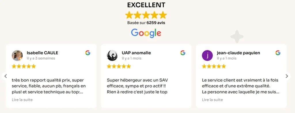 avis o2switch (Google reviews)
