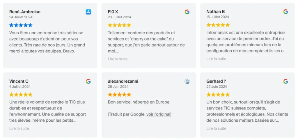 Avis clients d’Infomaniak