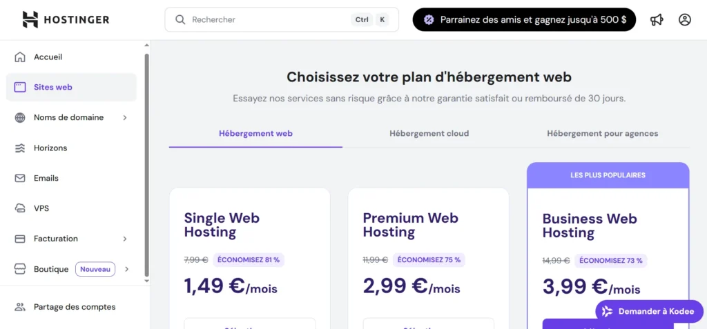 nterface Utilisateur et Panneau de Contrôle